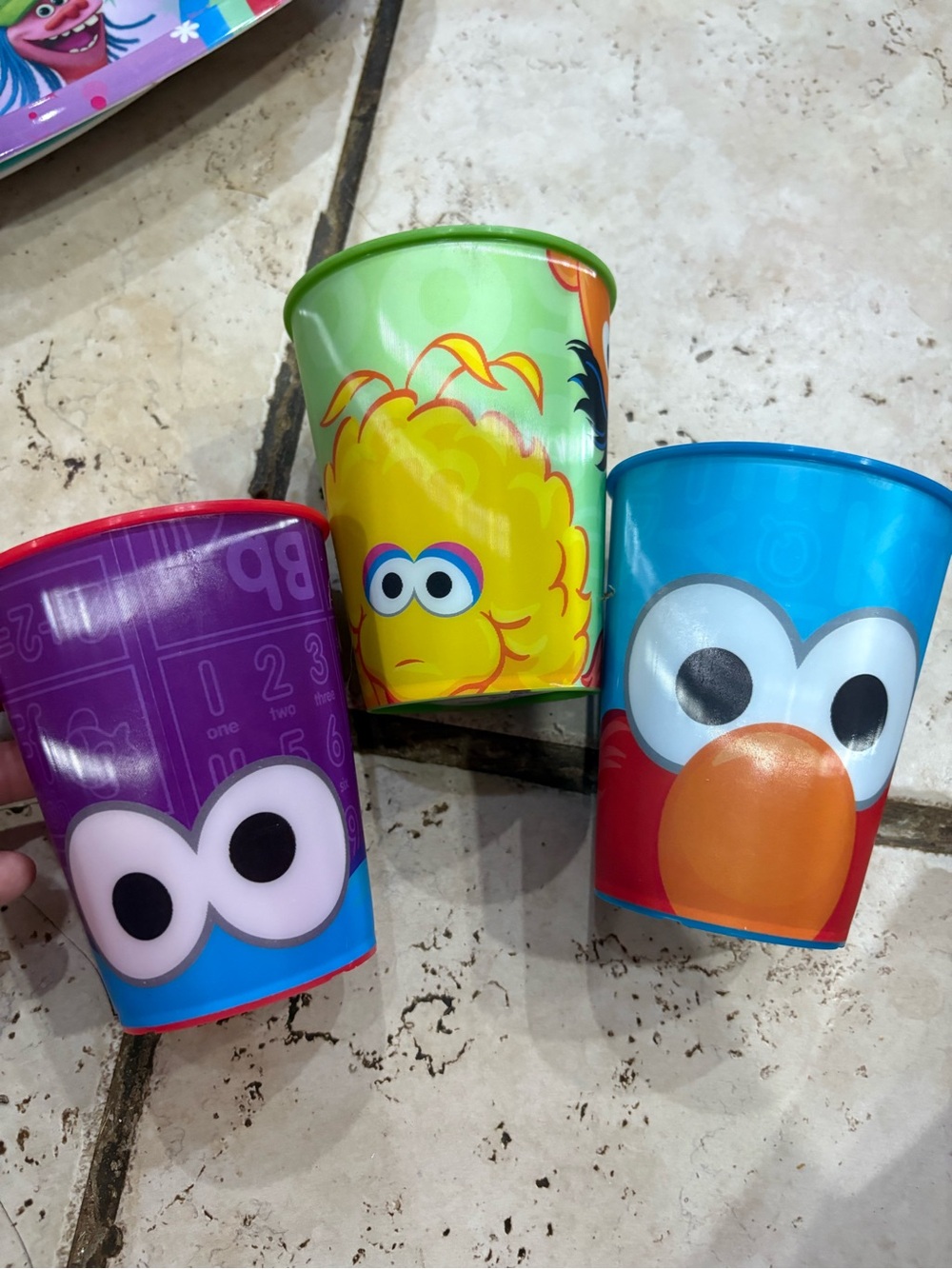 Sesame Street Character Plastic Cups - Blue, Green, Purple, Red